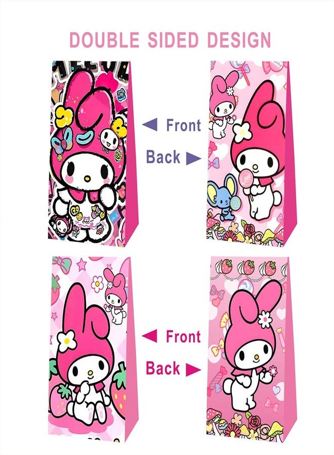 BNFUO 12pcs Melody Birthday Party Gift Bags Goodie Bags,Pink Cartoon Party Supplies for Kids Birthday Decorations - Image 2